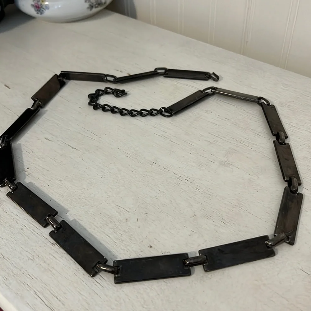 Vintage E made in Spain escada dark gray chain link belt 39” total length